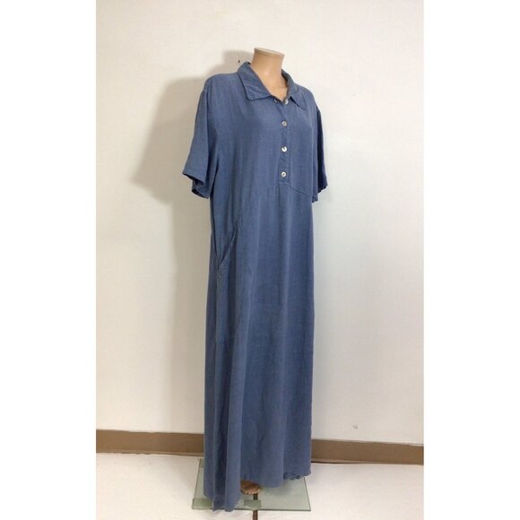 Click Linen Maxi Dress Womens 1X - Picture 1 of 7